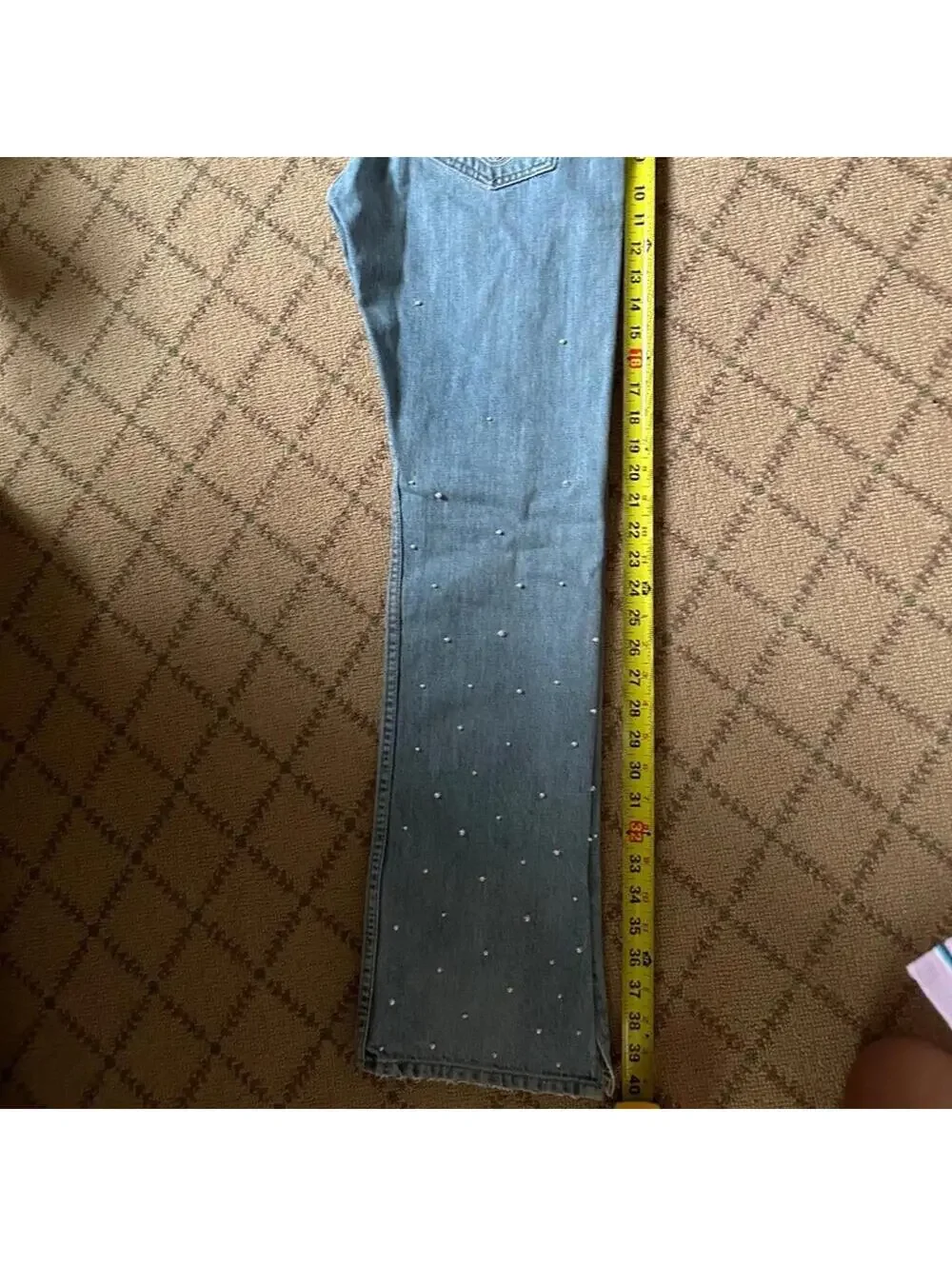 Jonathan Simkhai Embellished Pearl / Beaded distressed jeans NWOT 25